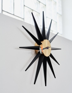 Sunburst Clock black/brass