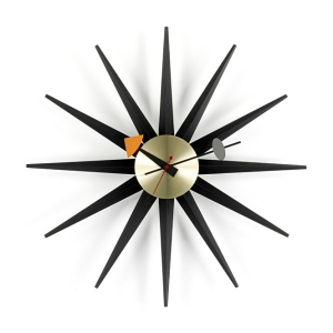 Sunburst Clock black/brass