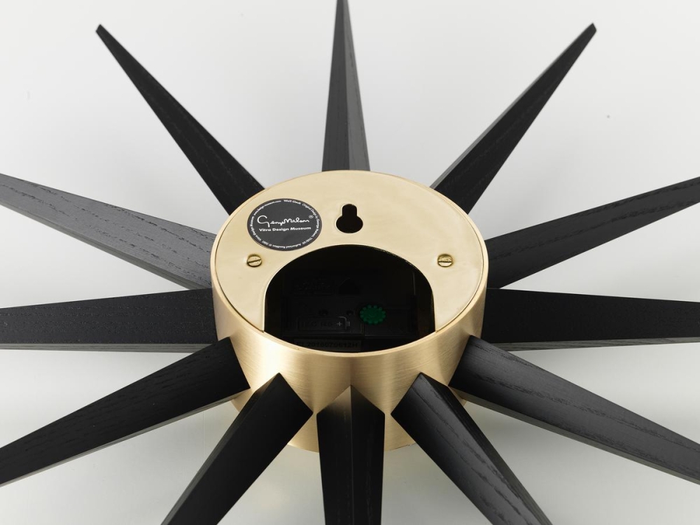 Sunburst Clock black/brass