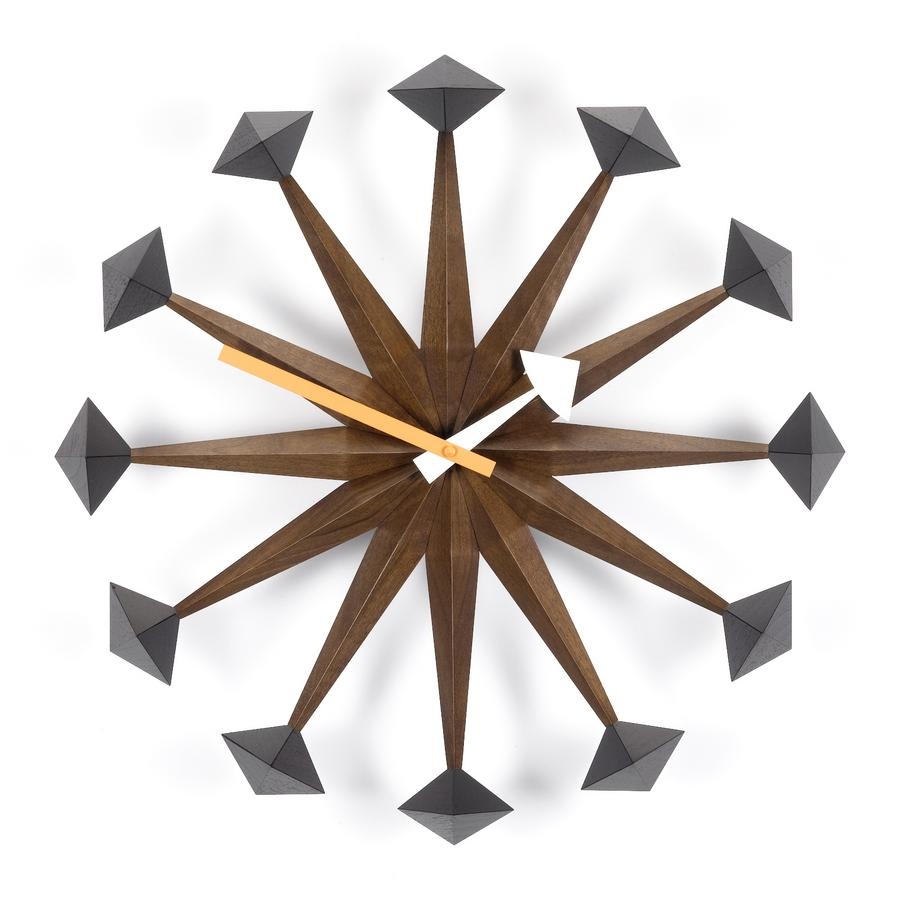 Polygon Clock, walnut / dark