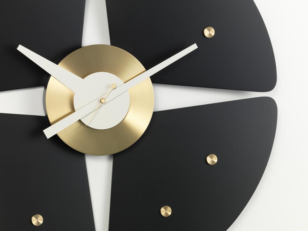 Petal Clock black/brass