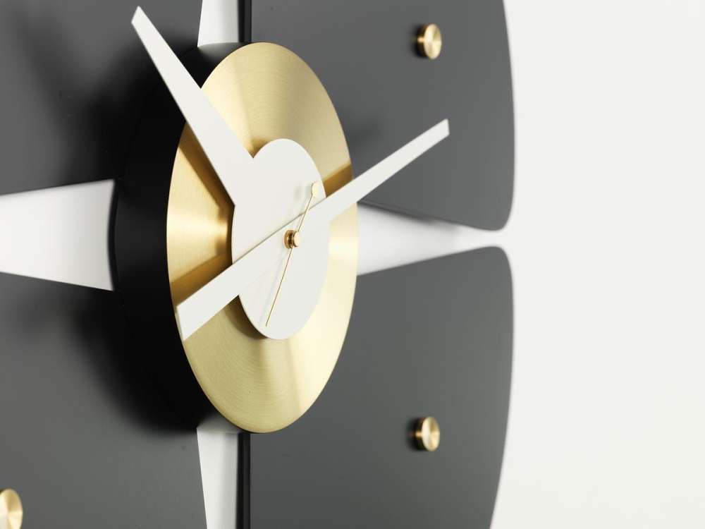 Petal Clock black/brass