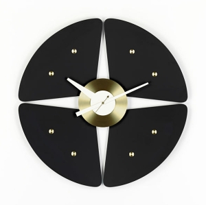 Petal Clock black/brass