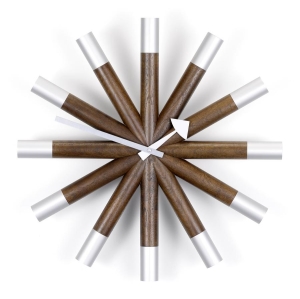 Wheel Clock, walnut/ aluminium