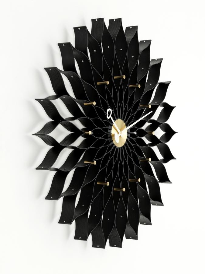 Sunflower Clock black/brass