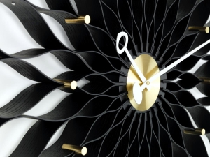 Sunflower Clock black/brass