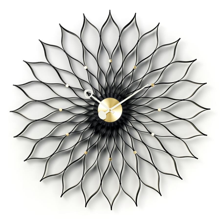 Sunflower Clock black/brass