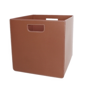 STORAGE BOX MED COGNAC/WH. ST.