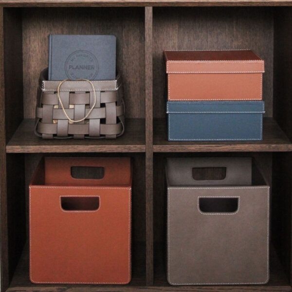 STORAGE BOX W/LID SML BROWN/WH