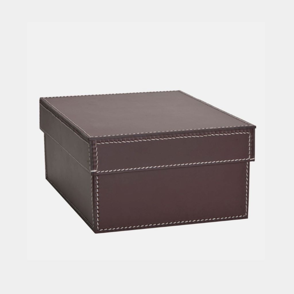 STORAGE BOX W/LID SML BROWN/WH