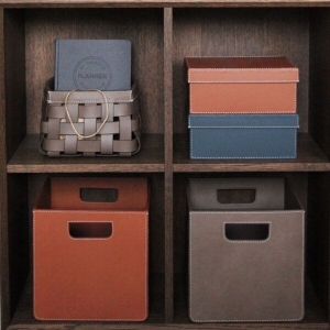 STORAGE BOX W/LID SML CHOCO/WH