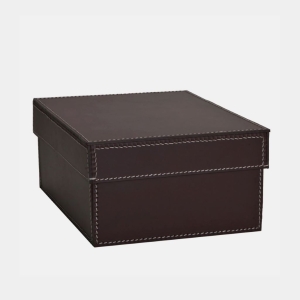 STORAGE BOX W/LID SML CHOCO/WH