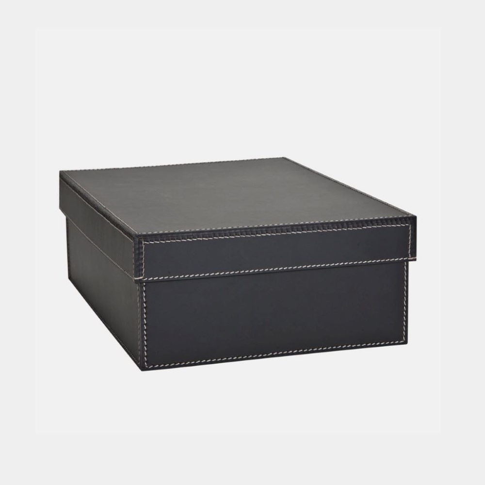 STORAGE BOX W/LID MED BLACK/WH