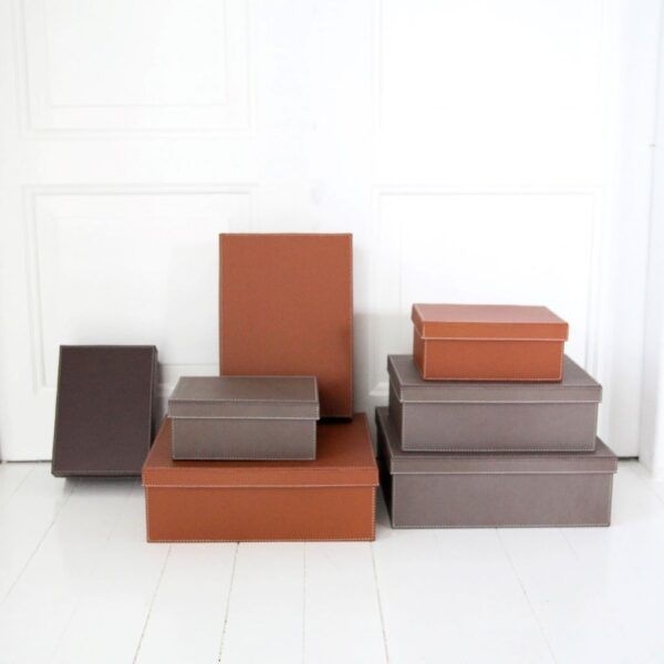 STORAGE BOX W/LID MED CHOCO/WH