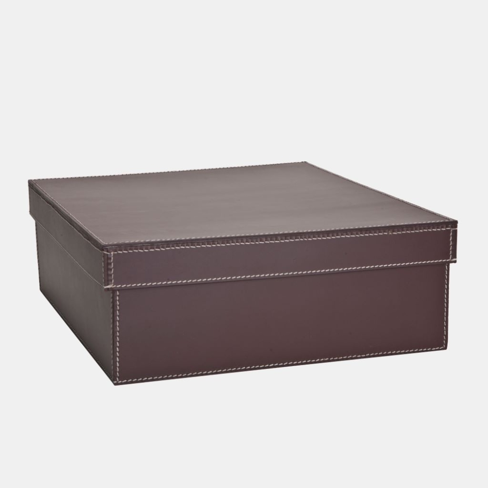 STORAGE BOX W/LID LRG BROWN/WH