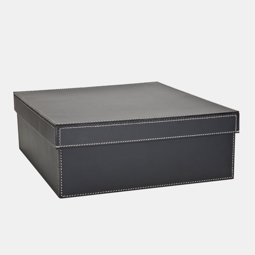 STORAGE BOX W/LID LRG BLACK/WH