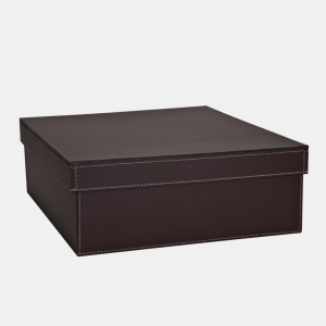 STORAGE BOX W/LID LRG CHOCO/WH