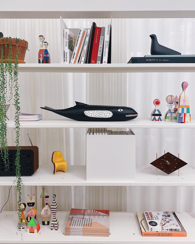 Eames House Whale, ash, hand-painted