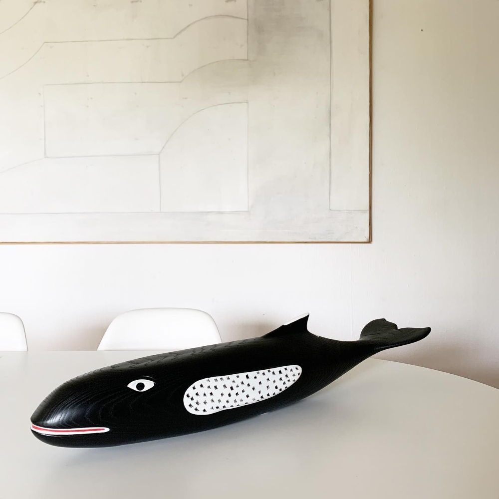 Eames House Whale, ash, hand-painted