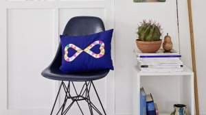 Embroidered Pillow,Double Heart 2 