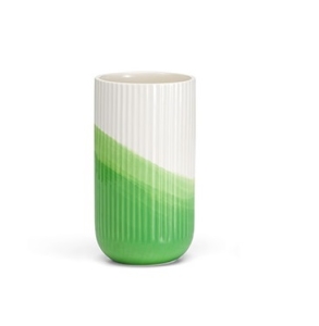 Herringbone Vase, ribbed green