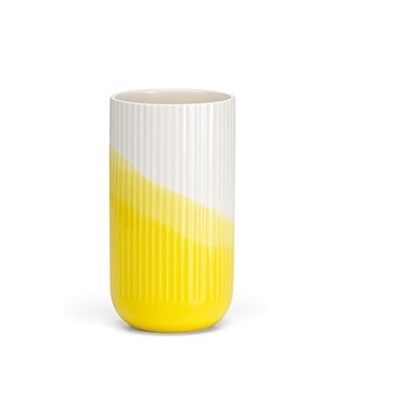 Herringbone Vase, ribbed yellow