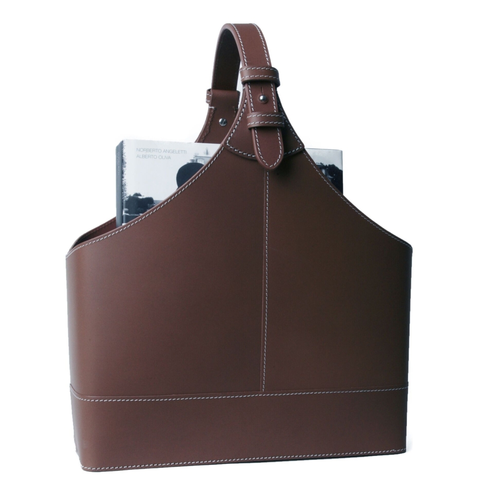 MAGAZINE BOX NARROW BROWN/WH.