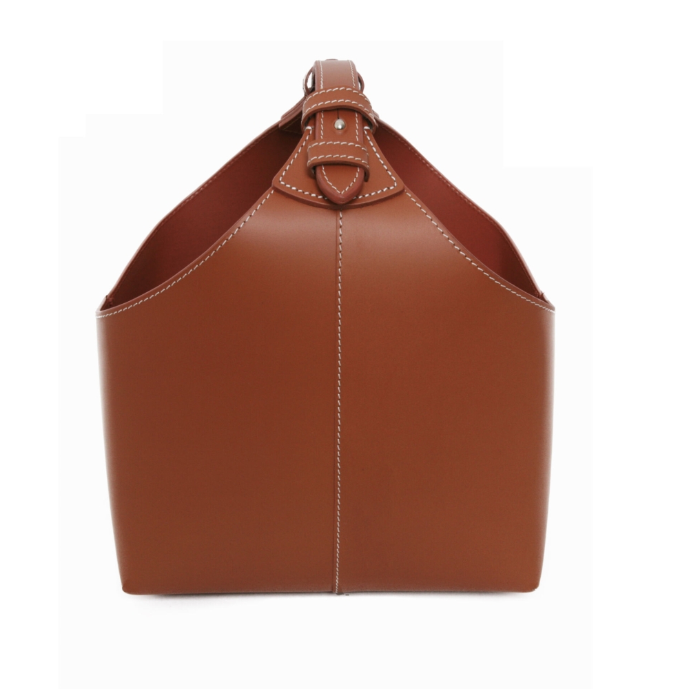 MAGAZINE BOX MIDI COGNAC/WH. ST.